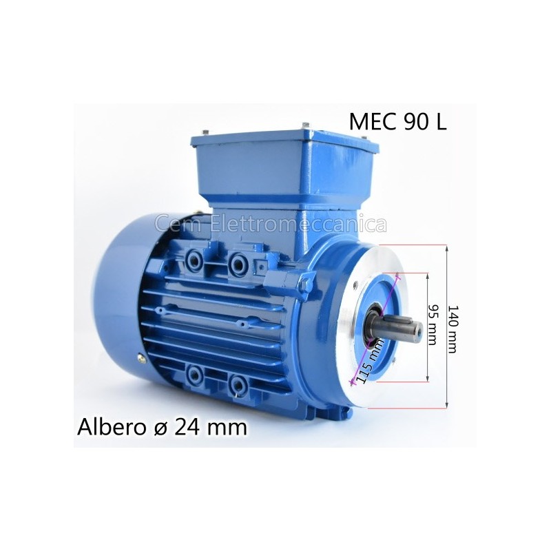 Motor eléctrico trifásico 3 CV - 2,2 kW 1400 rpm 4 polos MEC 90 Forma B14