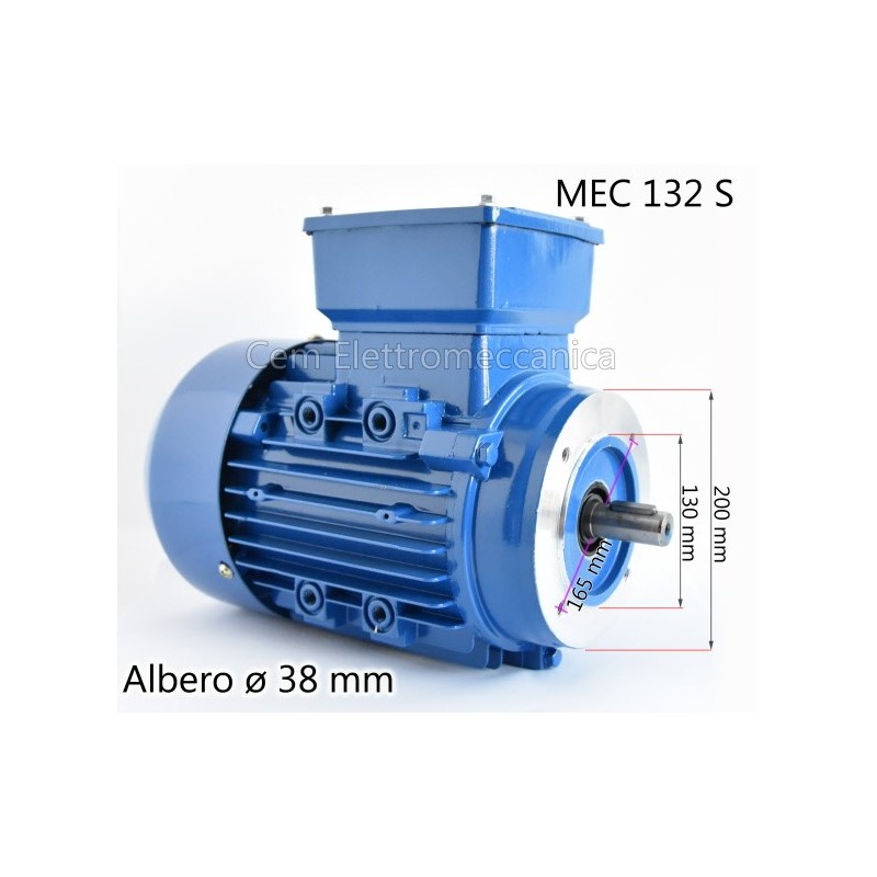 Motor eléctrico trifásico 10 CV - 7,5 kW 2800 rpm 2 polos MEC 132 Forma B14