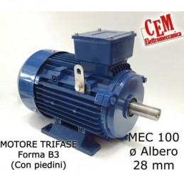 3-phase electric motor 3 HP - 2.2 kW 1400 rpm 4 poles MEC 100 Form B3