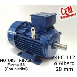 Motor eléctrico trifásico 7,5 CV - 5,5 kW 1400 rpm 4 polos MEC 112 Forma B3