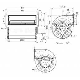 Ventilatore centrifugo flangiato doppia aspirazione ECOFIT 177 W - 2GDS25